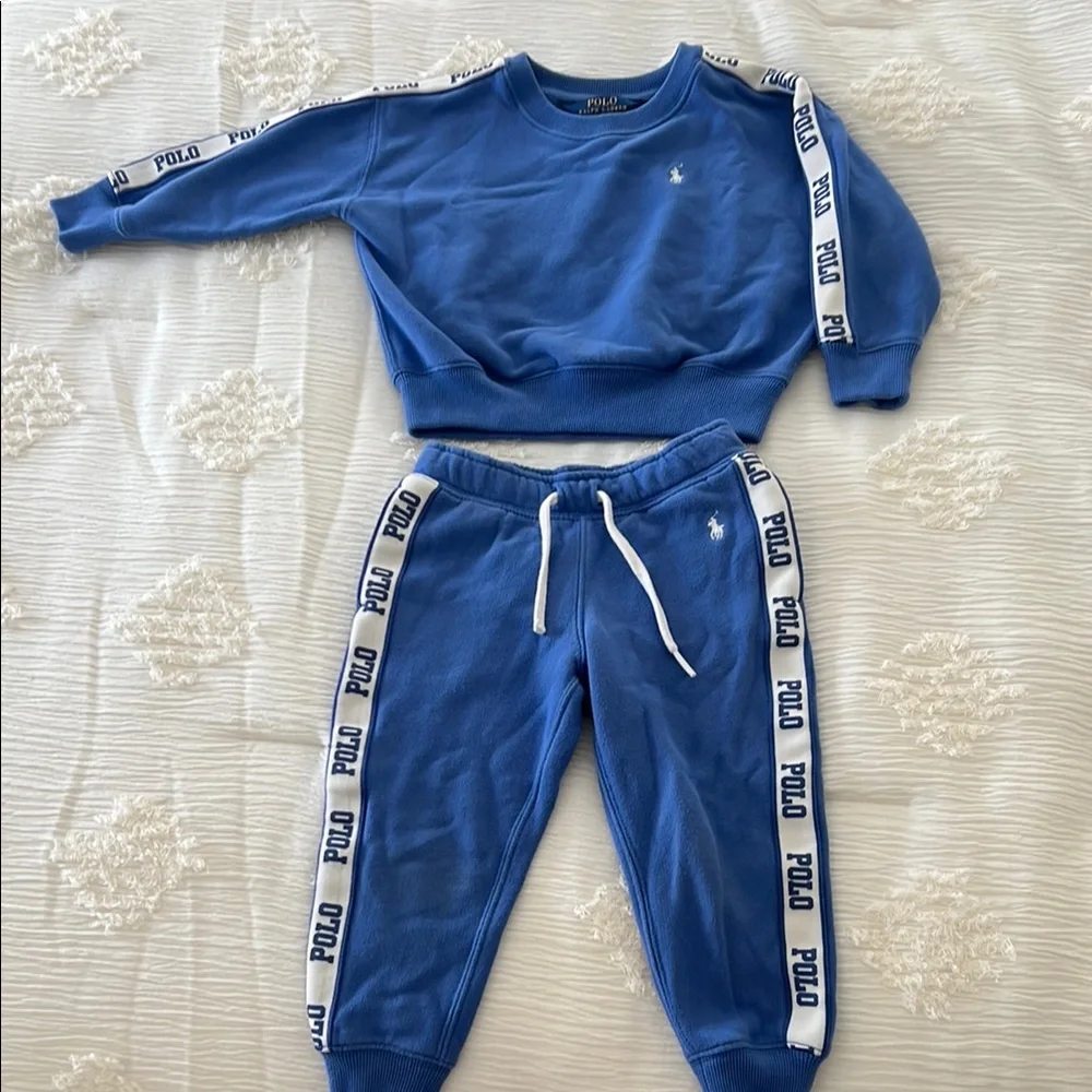 Polo Ralph Lauren Blue Jogger Sweatpants with White Stripe